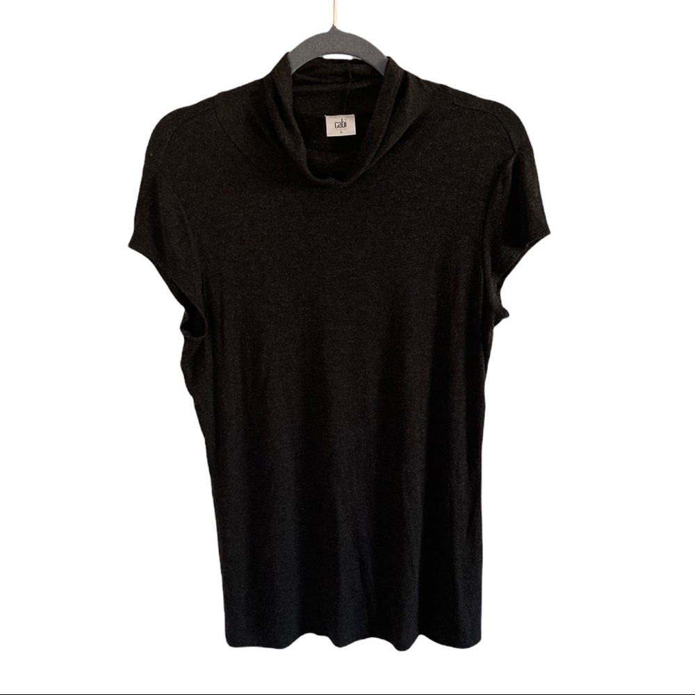 Cabi Charcoal Grey Mock Neck Tunic Tee